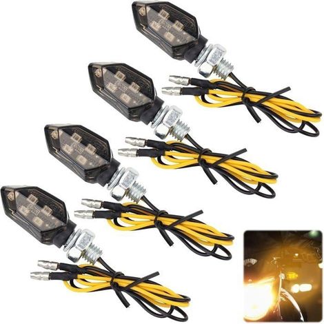 HOXILEELEOClignotant Moto, 4 Pièces Clignotant Moto LED Adapté Aux Mot os 12v, Clignota nt Moto Led Homologué (1/4)