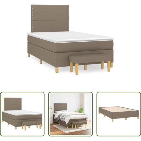 Matelas à ressorts ensachés -  Sommier à lattes de lit avec matelas taupe 120x190 cm tissu (1/5)