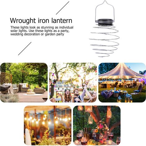 Lanterne solari a spirale LED da 4 pezzi, luci solari decorative da giardino sospese, lampada a sospensione impermeabile per giardino, patio, portico (1/4)