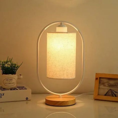 Lampes de chevet LED ACKERMAN, lampes de chambre avec abat-jour en tissu moderne, lampes de table design élégant (1/5)