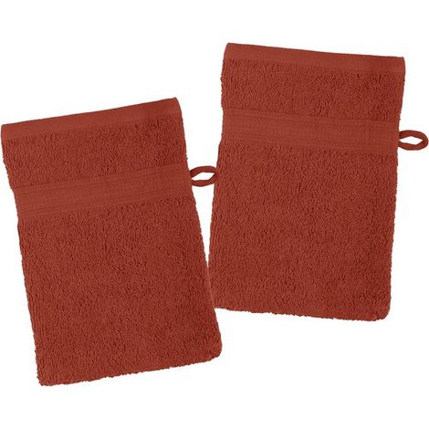 Lot de 2 gants de toilette 15 x 21 cm Laguna terracotta (1/3)