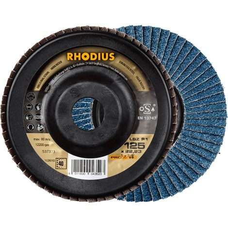 RHODIUS LSZ P1, 10 Stück, 180 mm, Korn 40, Fächerschleifscheibe (1/4)