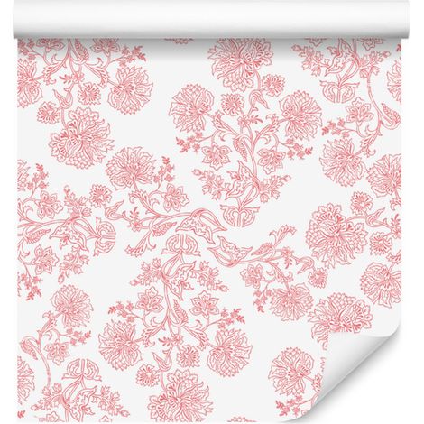 Papel pintado Flores Coral, fondo coral para salón y dormitorio 50x1000 cm (1/5)