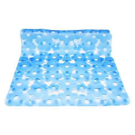Tappeto antiscivolo per doccia Mod. Margherita 52 x 52 cm in PVC blu con ventose di sicurezza tappetino doccia vasca Blu 52x52 Cm (1/2)