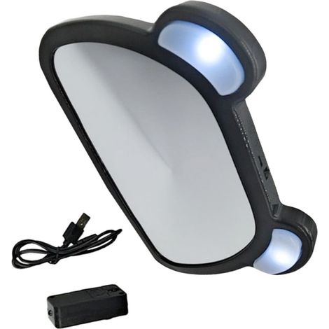 Rétroviseur Intérieur de Voiture Bébé LED Noir Rotatif Bande (1/5)