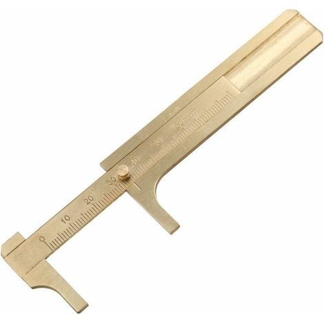 Messschieber aus Messing, Messschieber aus Edelstahl, Schiebelehre, Nonius-Messschieber, Taschenmessschieber, Lineal, Messwerkzeug, Mini-Taschenlineal aus Messing (80 mm Länge) (1/5)