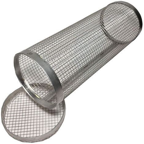 Pair - Panier de barbecue rond, ustensiles de cuisine de pique-nique de camping en plein air, accessoires de barbecue, panier rond en maille d'acier inoxydable, panier de barbecue pour griller des lég (1/5)