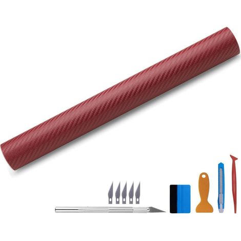 3D Carbonfolie dunkelrot 100x300cm mit Luftkanal & Werkzeug (1/5)