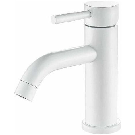 Robinet de Salle de Bain blanc, Mitigeur Lavabo en Acier inoxydable (1/4)
