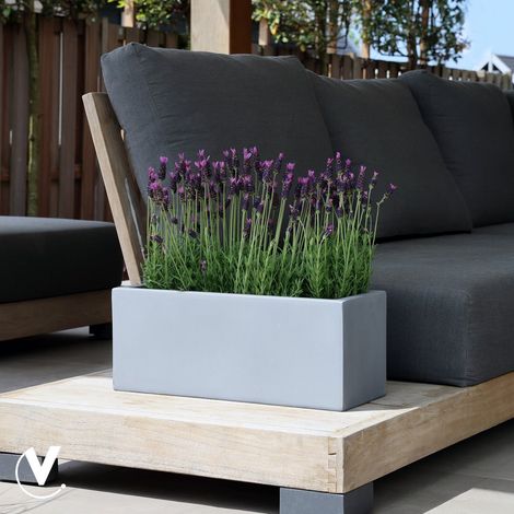 Lot de 2 Jardinières Virginia Gris, Bacs à Fleurs Légers Résistants au Gel et aux UV, Fait Main - PANGIVO (1/3)