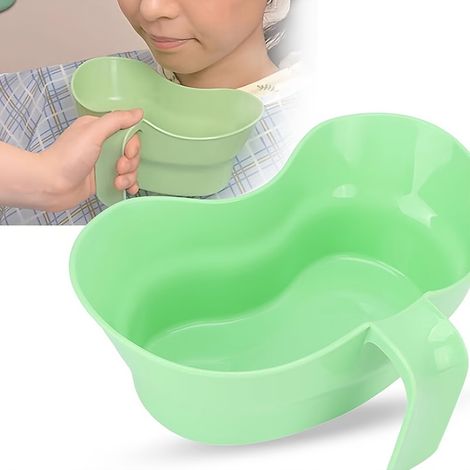Gobelet anti-débordement grande capacité avec poignée pour brosse à dents et bain de bouche, bassin de recueil pour personnes âgées, femmes enceintes et patients alités, vert (1/3)
