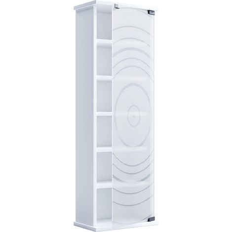 Ebuy24 – Vitrine en verre de sécurité ESG pour 150 CD ou 65 DVD – 5 étagères variables – Dimensions H. 92 x L. 31 x P. 18 cm – Réplique bois