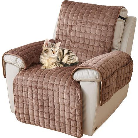 Housse de fauteuil relax, housse de canapé relax, protection antidérapante et lavable pour chat et chien fauteuil - café 53x190cm (1/5)