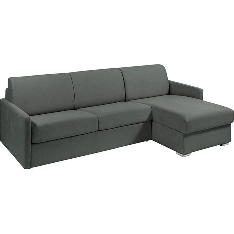 Divano letto angolare a ribalta con angolo reversibile Letto 140cm Materasso 14cm in Tessuto Grigio - CALIFE (1/5)