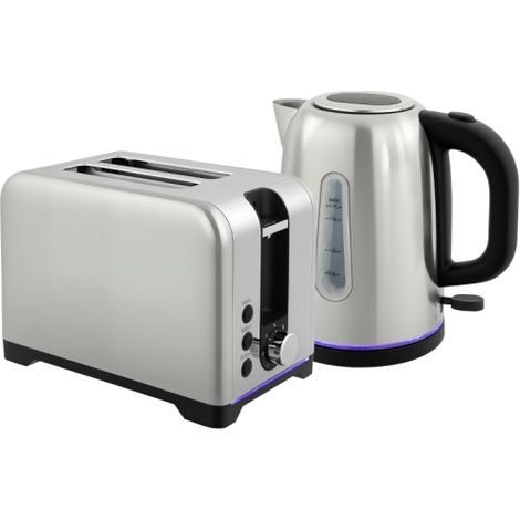 Sleek Silver Toaster and Kettle Set for Modern Kitchens-Stylish and Functional Kitchen Appliances