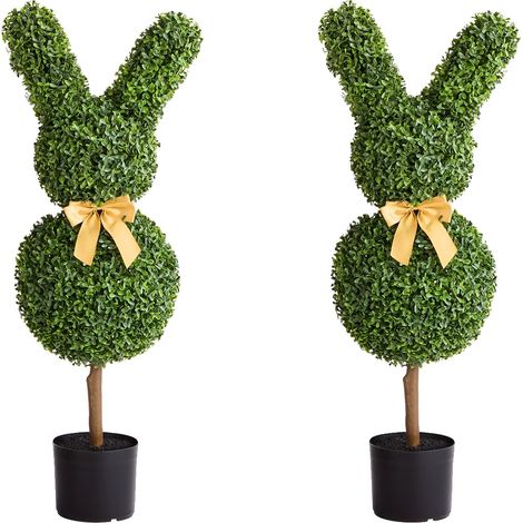 Planta topiaria artificial, juego de bolas dobles, decoración de interiores, 91 cm (36 pulgadas), tipo B (1/2)