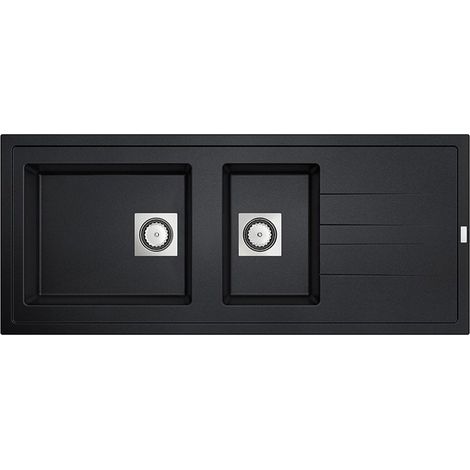 Carea Cuisine & Bain – Évier en granit 2 bacs réversible 117x50 cm – Résistant aux chocs et rayures – Facile à entretenir – Système de vidage automatique