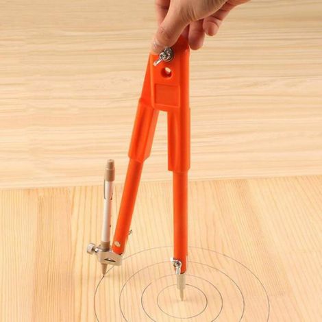 Compas À Crayon - Diamètre Max 75 Cm - Pour Marquage Et Traçage De Cercles - Lot De 2 (L + S) - Orange (1/2)