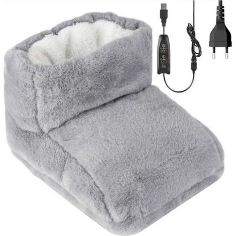 Chauffe-pieds électrique, Couverture chauffante, Chauffe-pieds électrique avec doublure lavable, réglage de la chaleur par télécommande, 3 réglages de chauffage, Gris- (1/5)