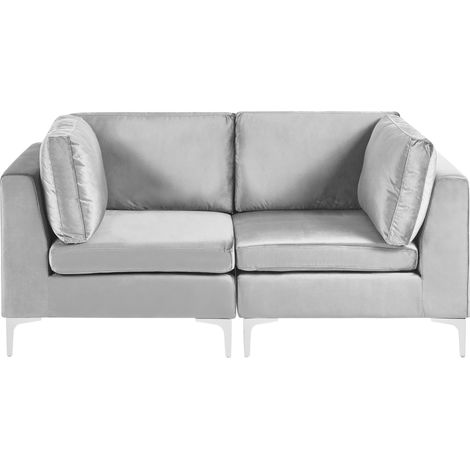 Sofá modular de terciopelo 2 plazas seccional patas de metal plateadas gris Evja