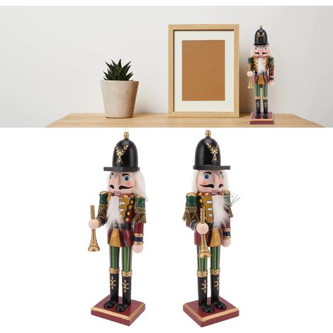 Marionnette soldat en bois de noyer, ornement décoratif pour chambre d'enfant, meuble de rangement pour vin, objet de décoration créatif pour bureau, trompette en noyer. (1/5)
