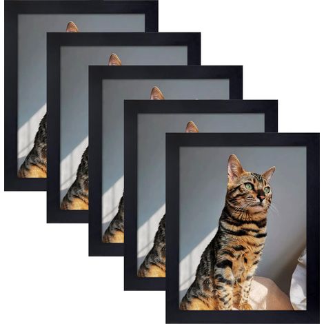 Cadre photo 20 x 25 cm, lot de 2, en bois, montage mural vertical ou horizontal, noir (1/5)