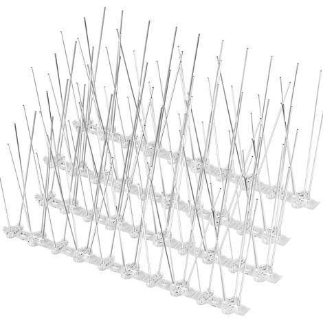 Pinchos metálicos antipalomas, repelente de palomas, para alféizar de balcón, 25 cm.