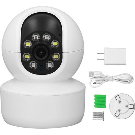 Caméra de surveillance sans fil 3MP, vision nocturne couleur HD, double source lumineuse, prise US 100-240V, pour maison et extérieur (1/5)