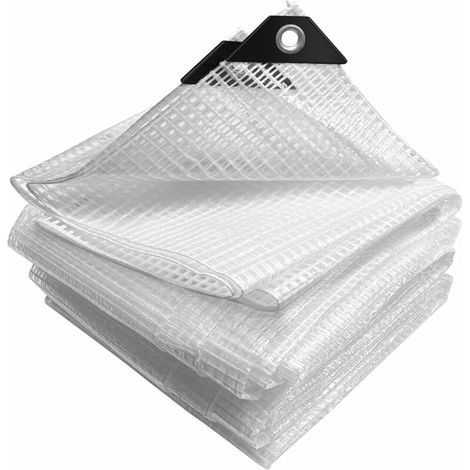Bâche de Protection en Polyéthylène 180g/m² Bâche Imperméable Ultra Lourde et Résistante Revêtue avec Oeillets en Aluminium Couverture Étanche pour Jardin, Piscine 2x3m Blanc