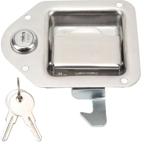 Serratura per cassetta degli attrezzi in acciaio inox lucidato, antiruggine, con maniglia a leva per camper, roulotte o camion. (1/5)