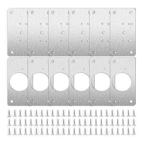 12Pièces Plaque Reparation Supports de Fixation Plats, Kit Reparatio Charniere, Porte D'armoire avec Trou, Acier Inoxydable avec 48 Vis,Hinge Repair,Cuisine Charnières Placard pour Meubles,étagères (1/5)