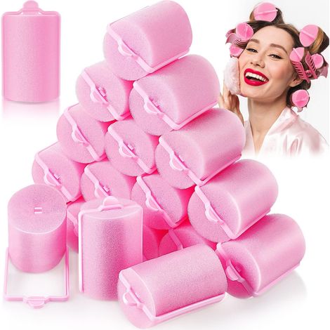 Rouleaux à cheveux éponge JFBUJC 18 pièces, bigoudis mousse souple 40 mm pour coiffage, boucles rebondissantes DIY, outils sans chaleur pour salon, accessoires de mise en plis (1/4)