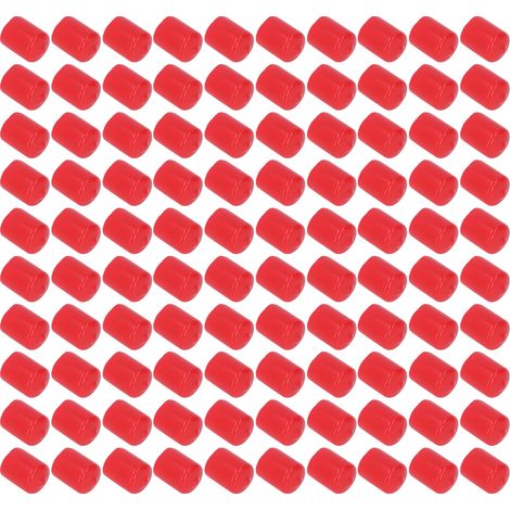 100 Pièces Bouchons de Protection Filetés en PVC Souple Ignifuge Rouge Diamètre 18mm