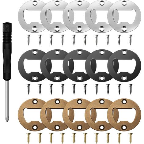 Lot de 15 ouvre-bouteilles ronds en acier inoxydable avec vis et tournevis pour décapsuleur, kit de moulage en résine (noir, argent, bronze) (1/5)
