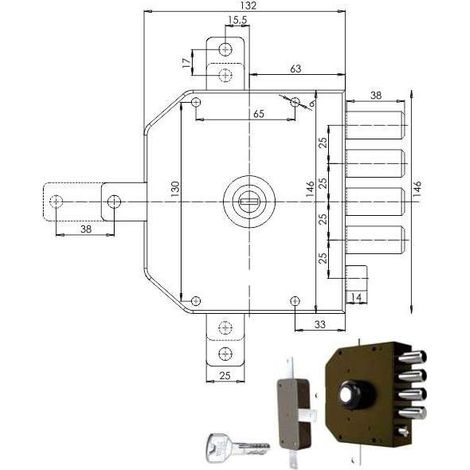 Serratura di Sicurezza Quintuplice Sx per Pompa 3350 Mc in Acciaio Cr