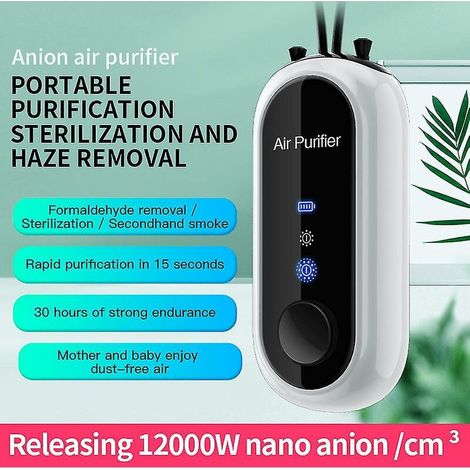 Mini purificateur d'air collier suspendu personnel portable barre d'oxygène voiture désodorisant à ions négatifs(Blanc) (1/5)