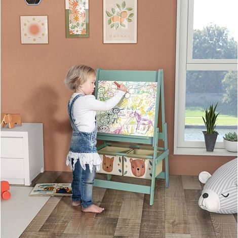 Kinder-Maltafel 3-in-1 mit Papierrolle, Tafel und grünem Staffelei (1/5)