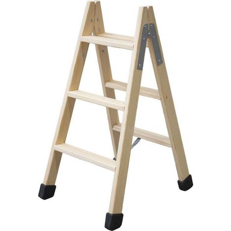 ESCALERA MADERA DOBLE 3 PELDAÑOS 0,75 M (1/4)