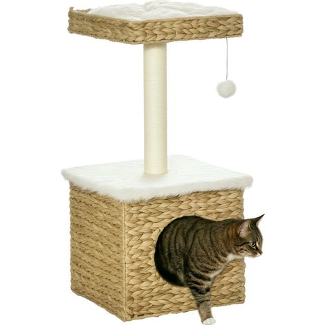 Albero gatto centro attività 40 x 40 x 83 cm riposo e tiragraffi rustico decorativo in truciolato marrone 210007694