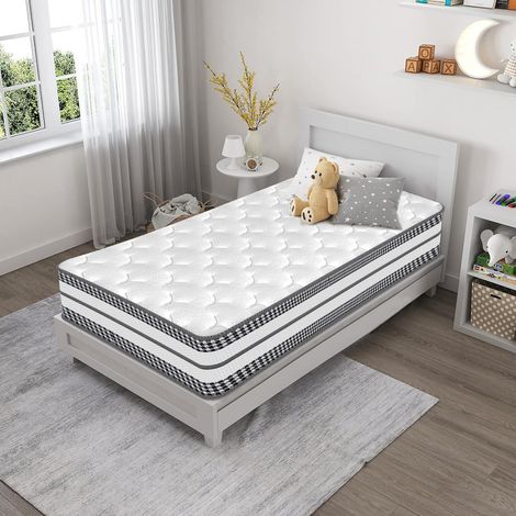 Yidatong – Matelas hybride 90x200 cm – Épaisseur 26 cm – Mousse à mémoire de forme et ressorts ensachés – Fermeté mi-ferme – 7 zones de confort - forme-26 (1/5)