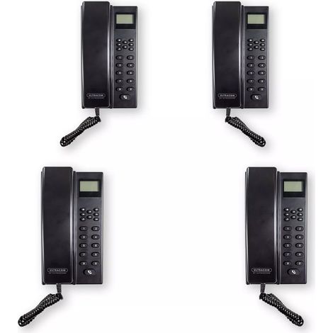 Interphone de bureau sans-fil 300 mètres - 4 Stations d'appel noires alimentées et/ou autonomes (avec écran LCD) (1/5)