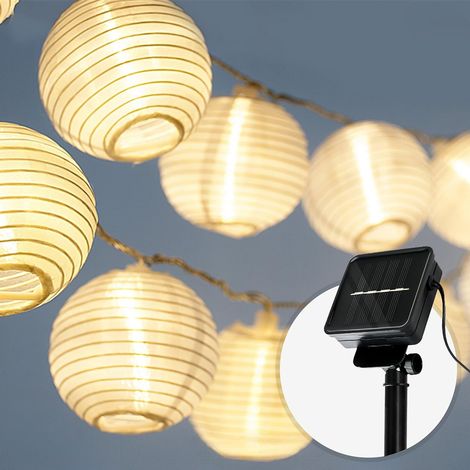 Guirlande lumineuse exterieure lampions - 20 lampions LED & 7m I Avec Solaire I Guirlande lumineuse chambre Guirlandes lumineuses interieur I Fairy lights Girlande noel decoration d'intérieur
