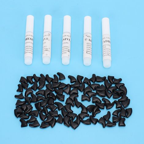 100 protège-griffes souples pour chats et chiens, noirs, taille S. (1/5)