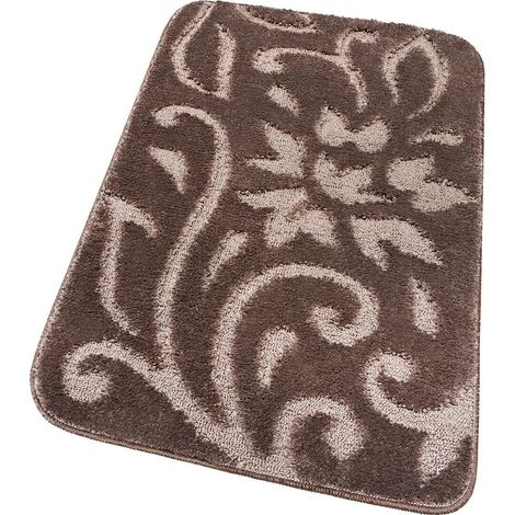 Tappeto Bagno Morbido Scendiletto Moderno Elegante Antiscivolo Assorbente 100% Made In Italy Marrone - 55x90 cm