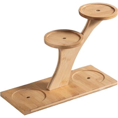Support à plantes en bois à 3 niveaux, porte-fleurs rustique avec 3 étagères, support de bureau décoratif pour plantes en pot, succulentes, petites figurines (1/5)
