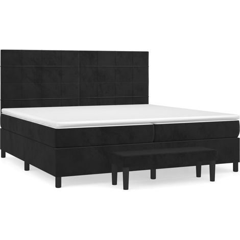 Maison Exclusive - Cama box spring con colchón terciopelo negro 2