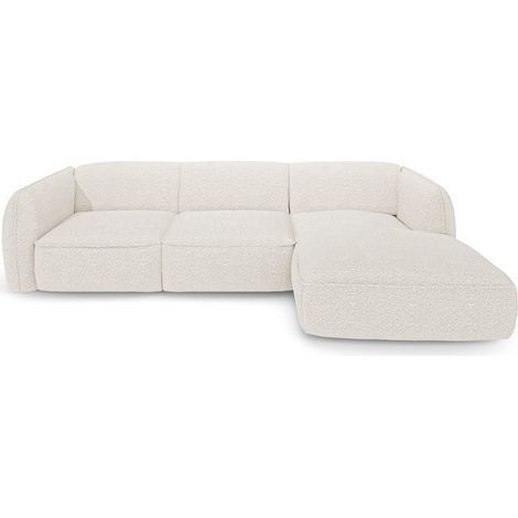 Canapé d'angle droit 5 places en contreplaqué / tissu / mousse / pieds en plastique. crème LIVIA (1/5)