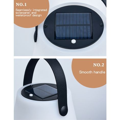 Lampe de camping LED rechargeable solaire waterproof portable luminaire table jardin patio (1/5)