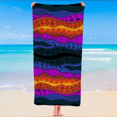 Serviette de plage en microfibre, motif aztèque, sèche en un instant (1/5)