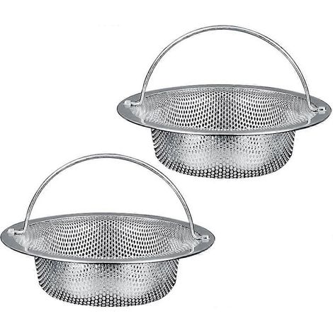 Passoire d'évier 2 pièces en acier inoxydable, passoire d'évier de cuisine avec poignée en acier inoxydable, bouchon d'évier de cuisine. (1/5)